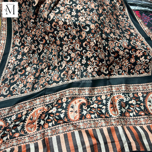 Black & Brown Premium Kani Pashmina Shawl | Kashmiri Woven Winter Shawl