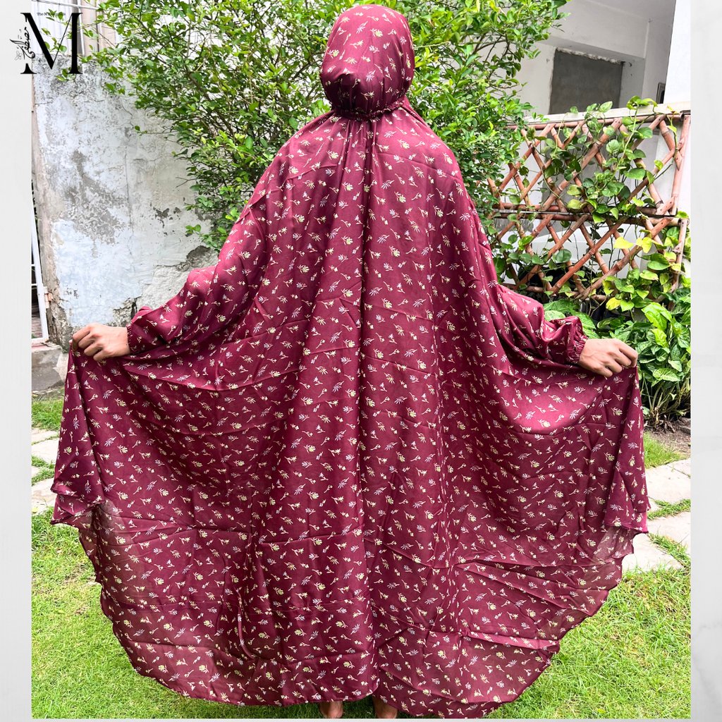Maroon Premium Prayer Dress (Namaz Chaddar) – Round Hem