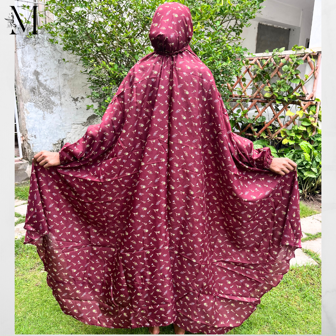 Maroon Premium Prayer Dress (Namaz Chaddar) – Round Hem